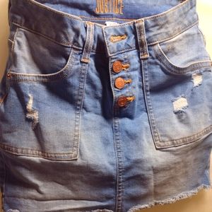Justice Girls Denim size 10 skirt skirt button fly mini skirt